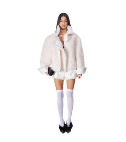 Reversible Fur Leather Cropped Jacket