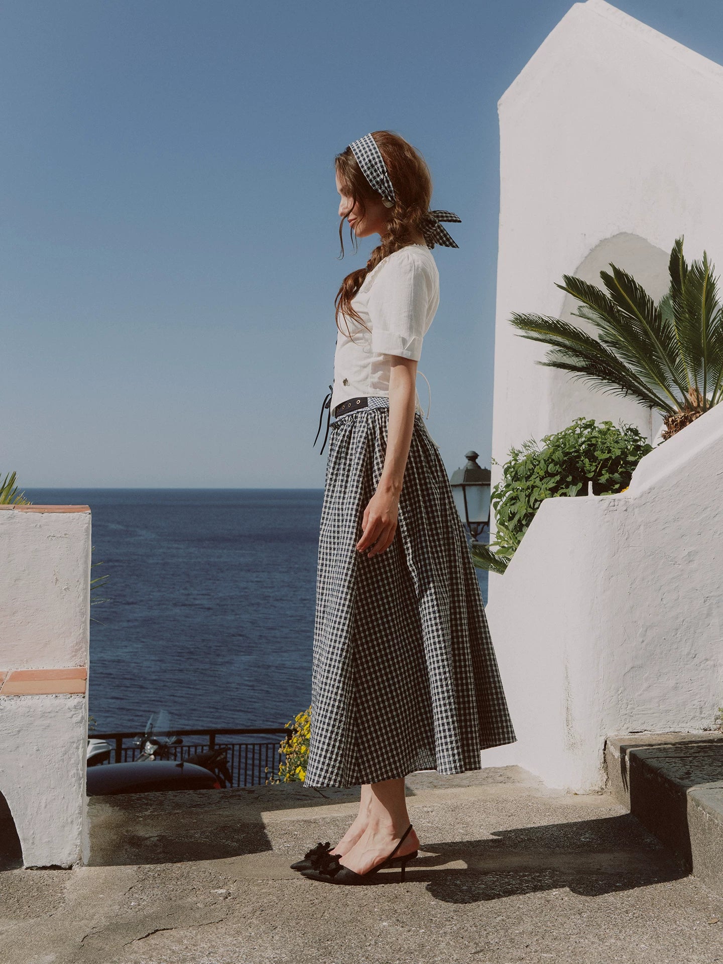 Jacquard Sailor Collar Skirt Set