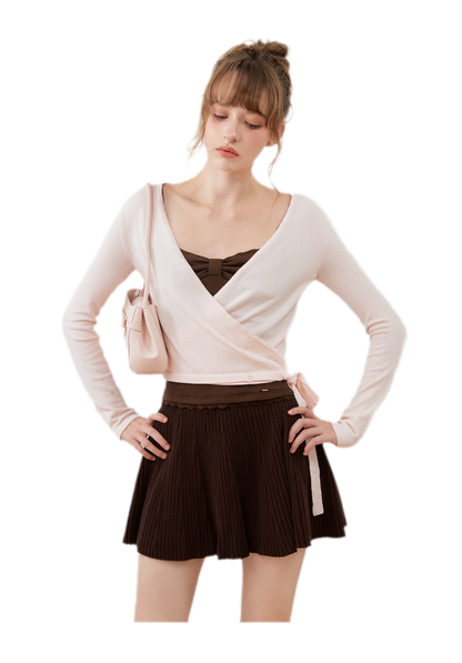 Silk Wool Wrap Knit Top