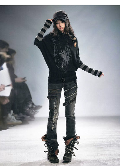 Skinny Grunge Flare Jeans