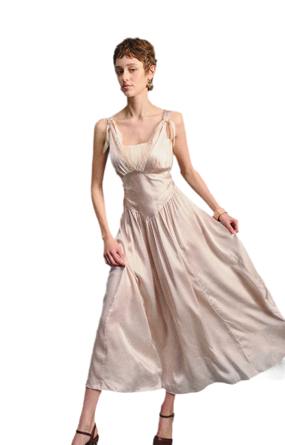 Lace Tie Satin Dress