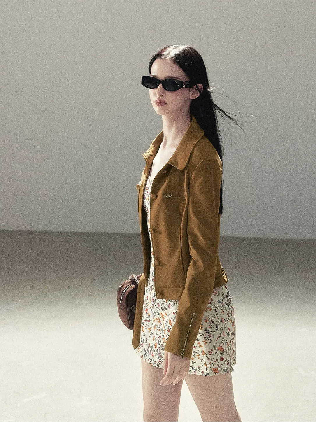 Soft Suede Cropped Utility Jacket