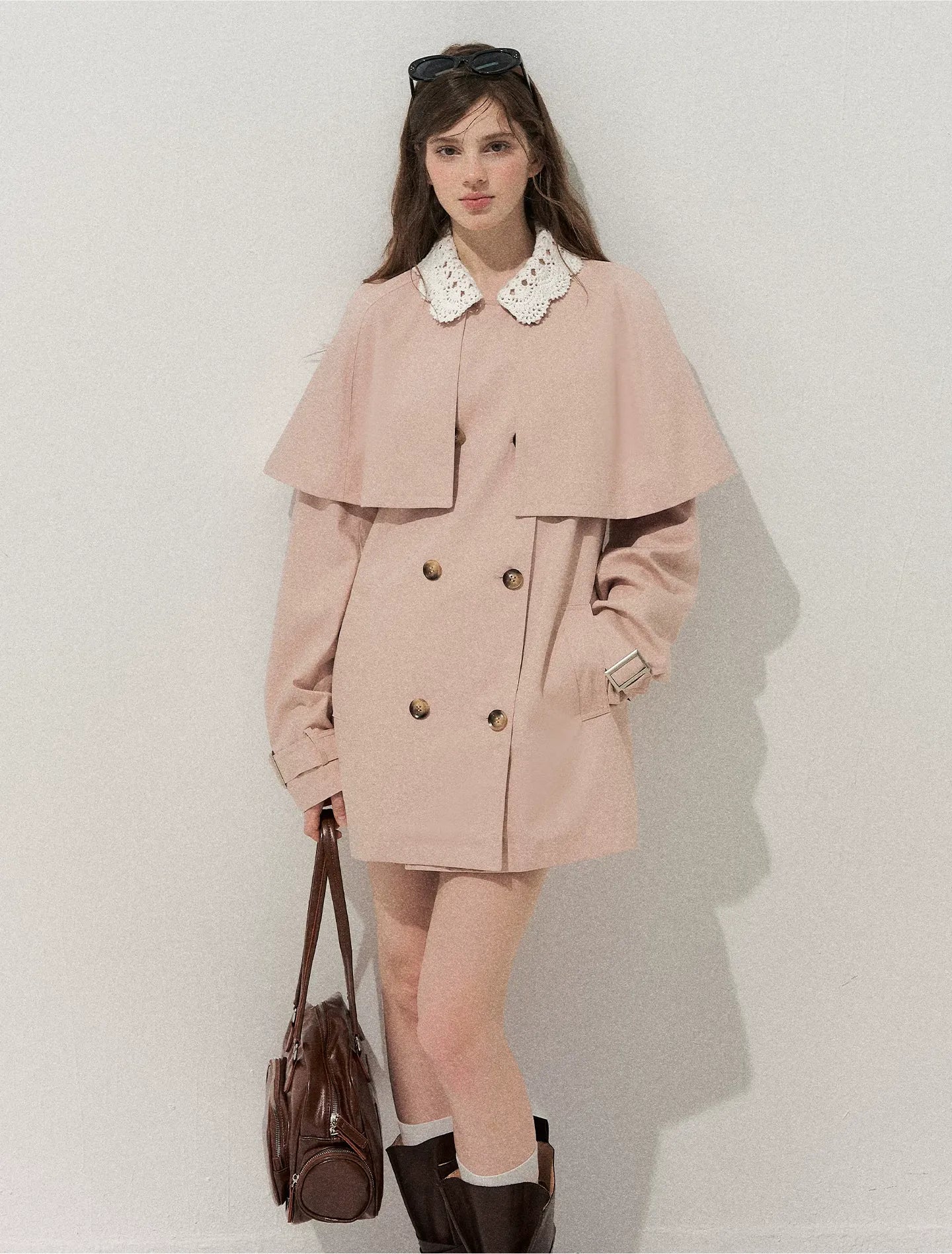 Crochet Cape Trench Coat