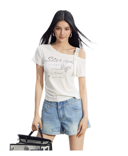 One-Shoulder Butterfly Tee