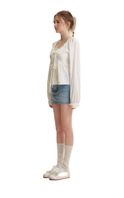 Bow A-Line Denim Skirt