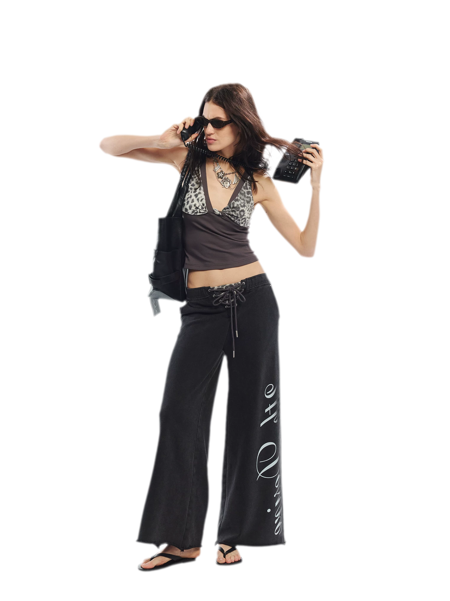 Leopard Print Rhinestone V-neck Camisole