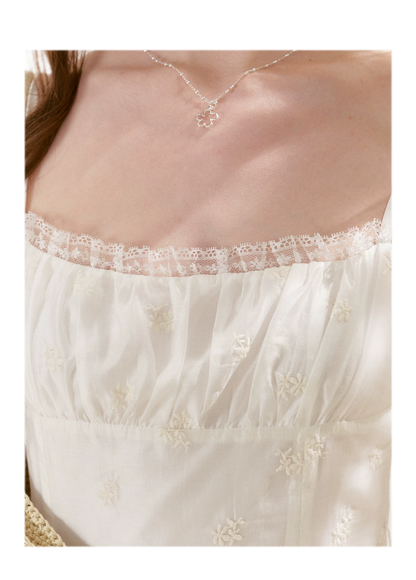 French Embroidered A-line Dress