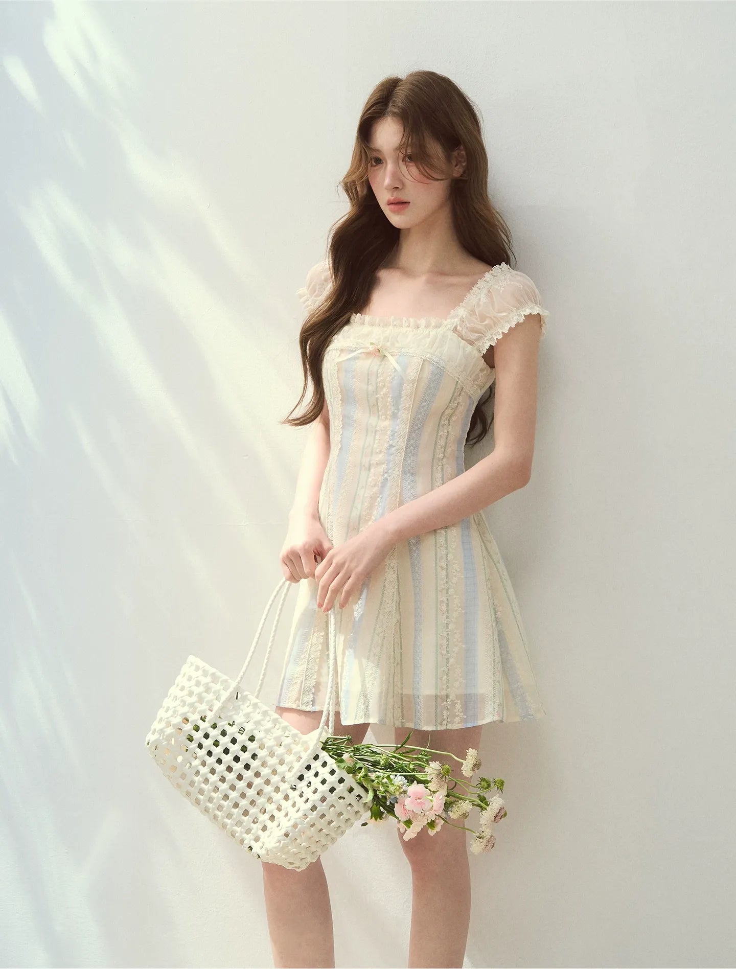 Floral Stripe A-Line Dress