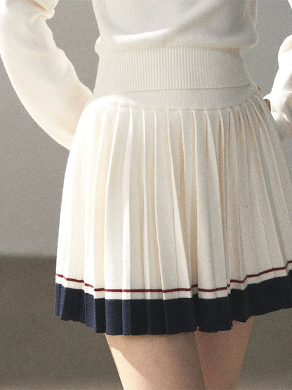 Jacquard Polo Pleated Skirt Set