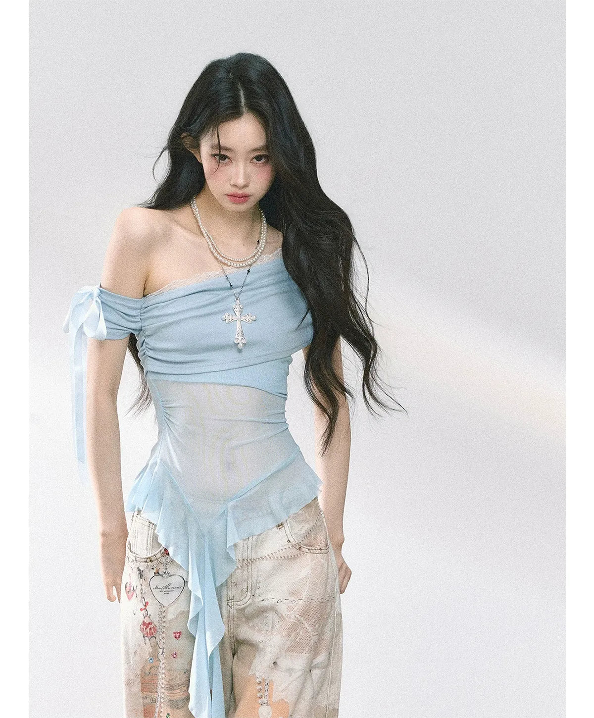 Sheer Asymmetric Mesh Tee