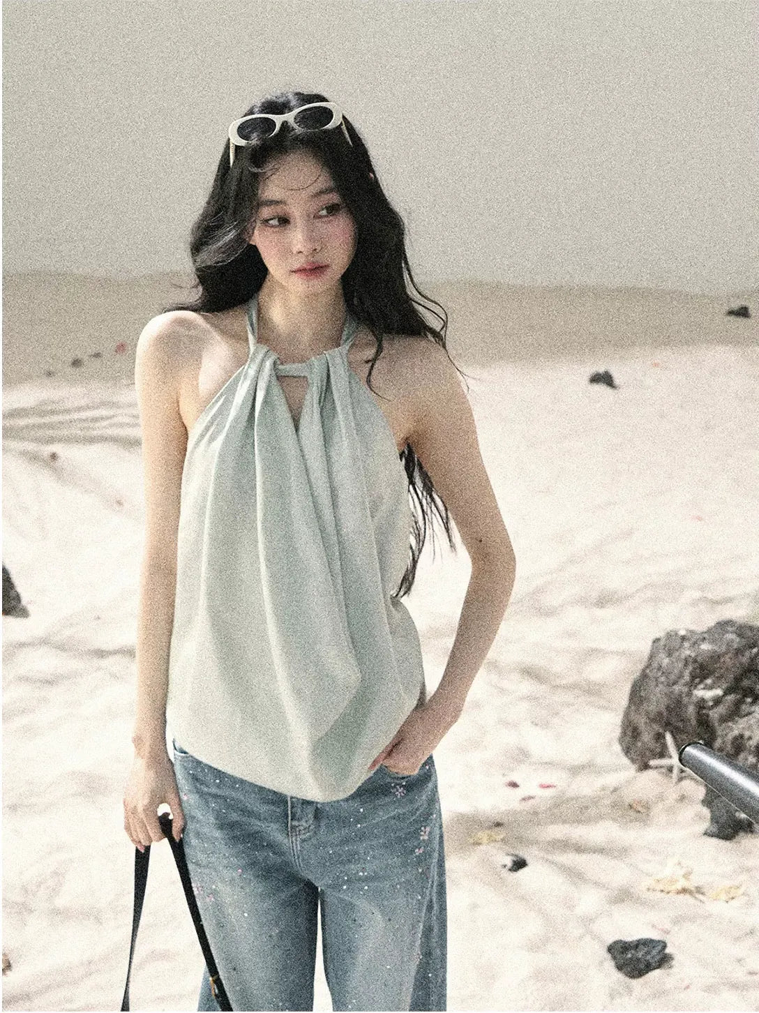 Fluid Halter Backless Top
