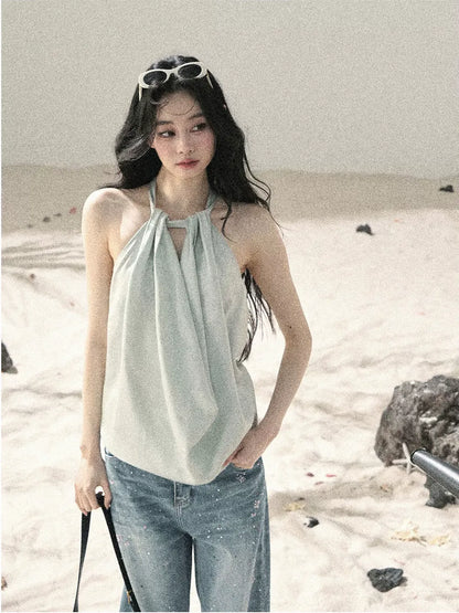 Fluid Halter Backless Top