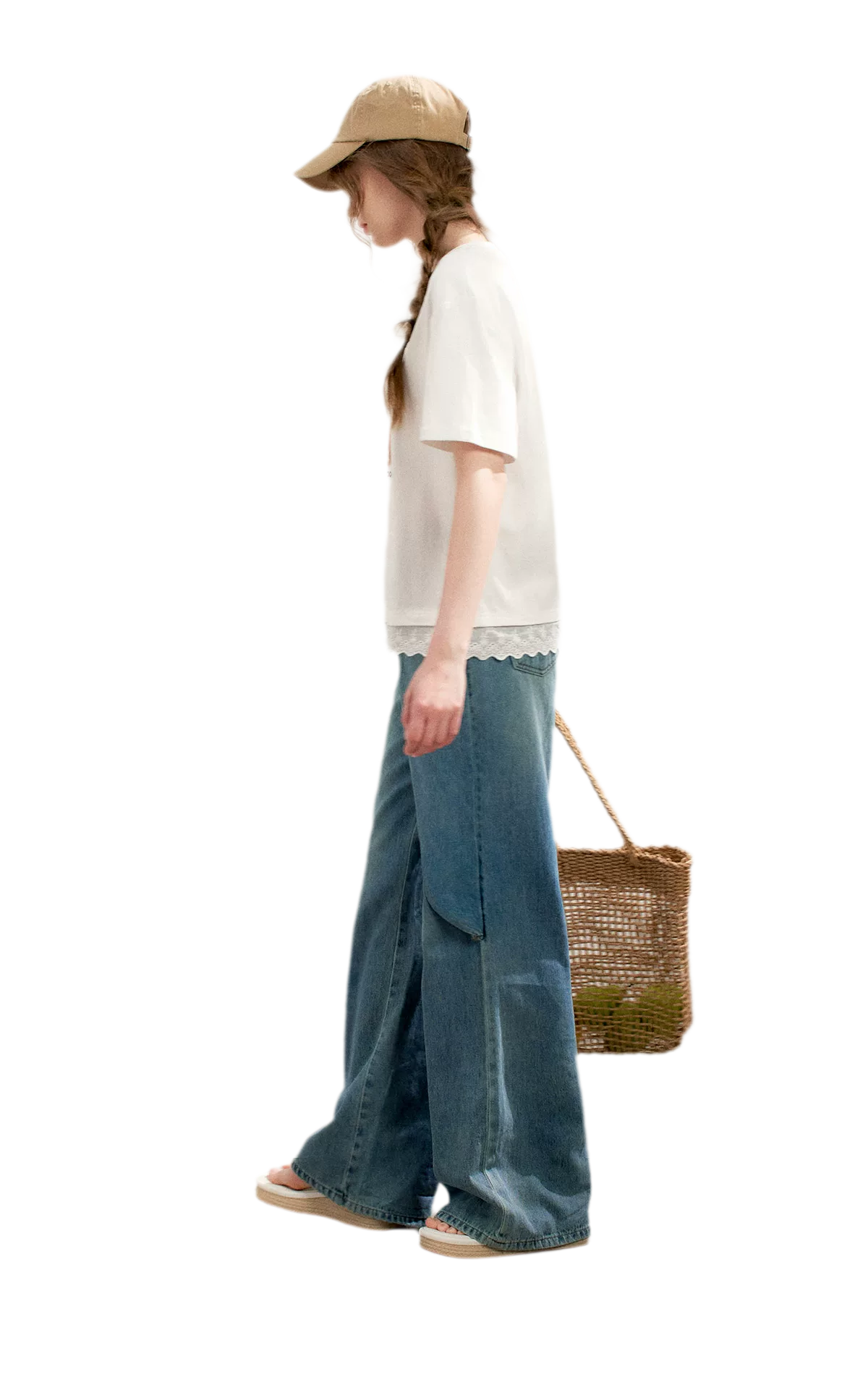 Soft Cotton Wide-Leg Jeans with Bow Detail