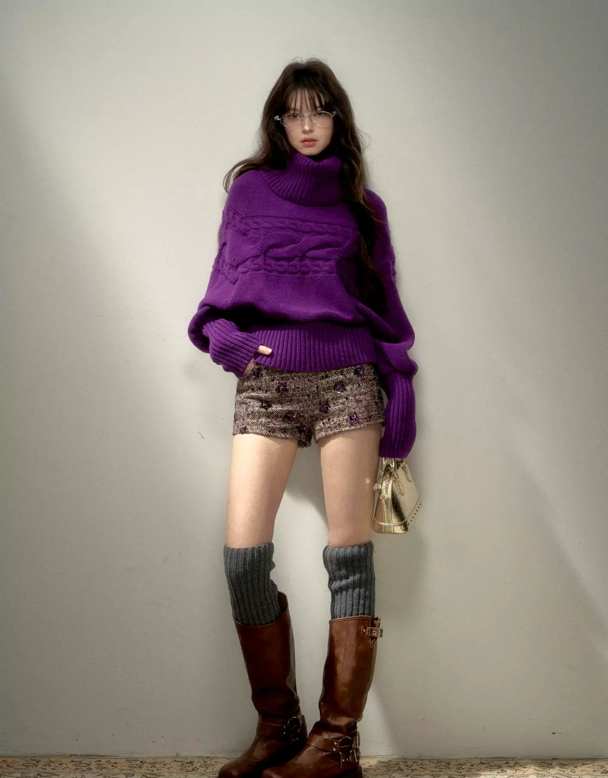 Sequin Bouclé Fitted Shorts