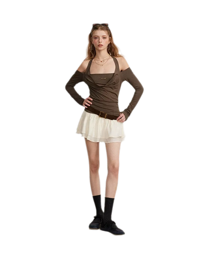 Pleated Ruffle A-Line Skirt
