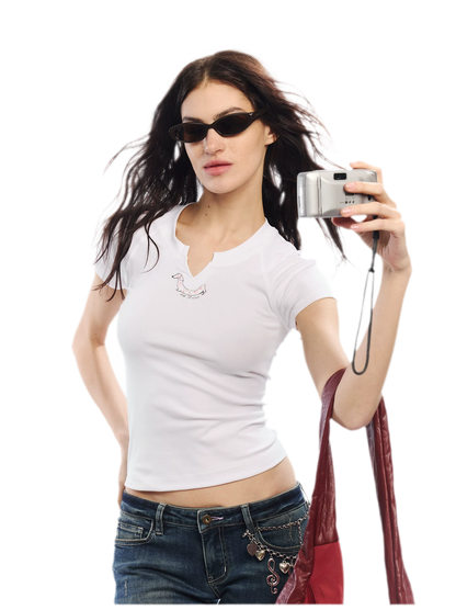 Summer V-neck Slim Fit T-shirt