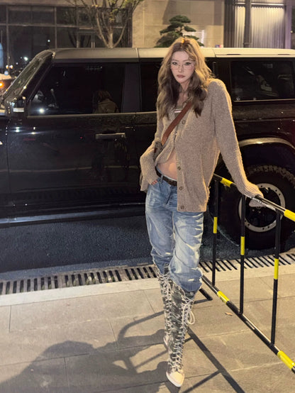 Studded Canvas Knee-High Boots