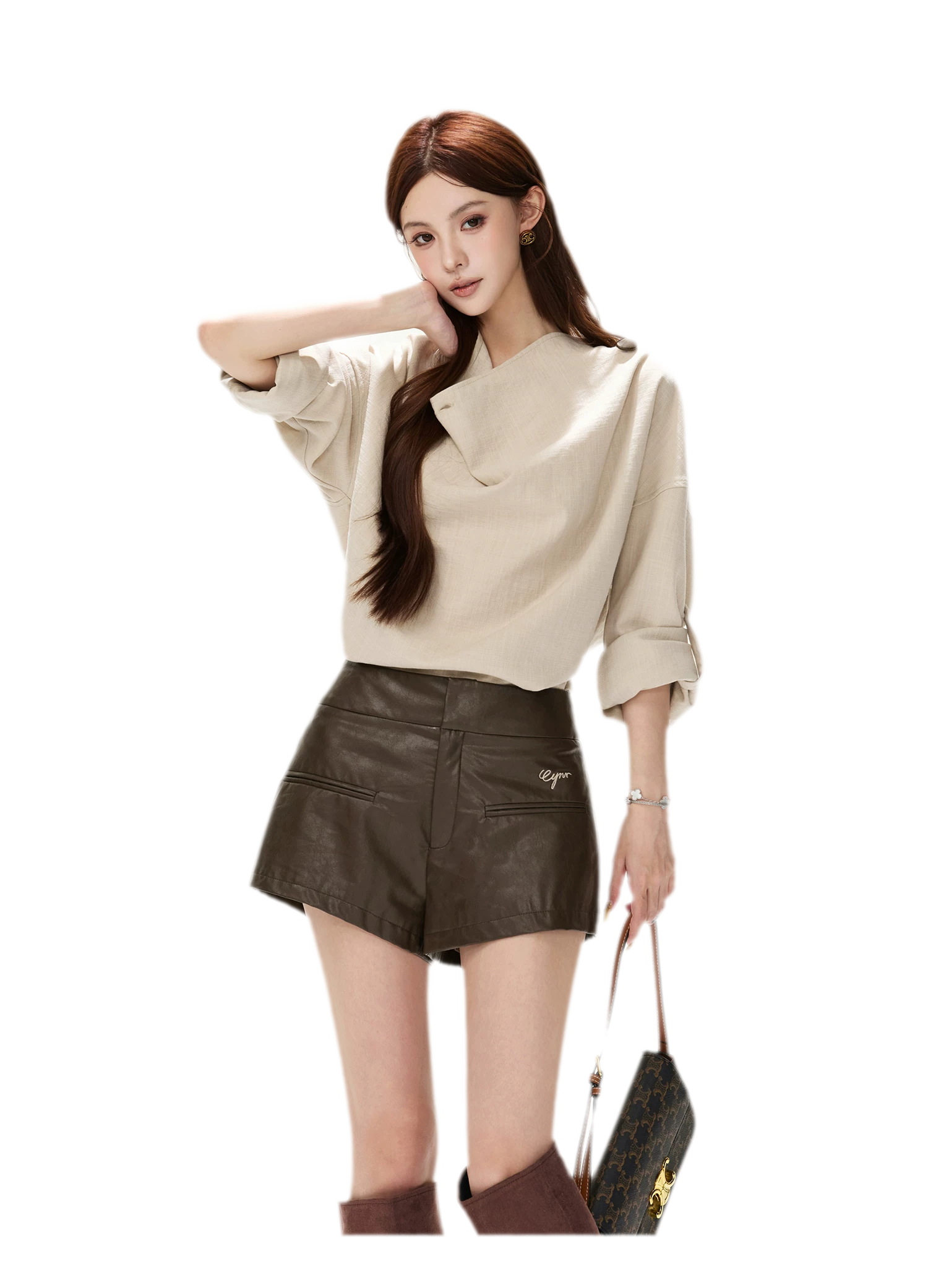 Textured Draped Oversized Shirt