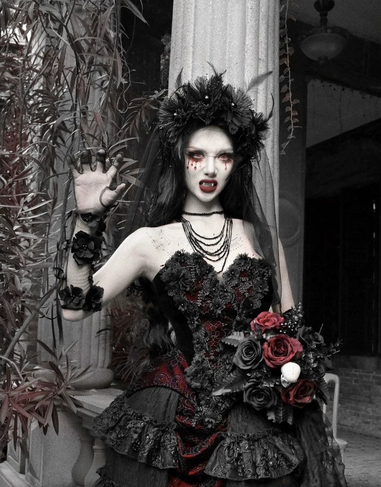 Áo corset Gothic ren nhung