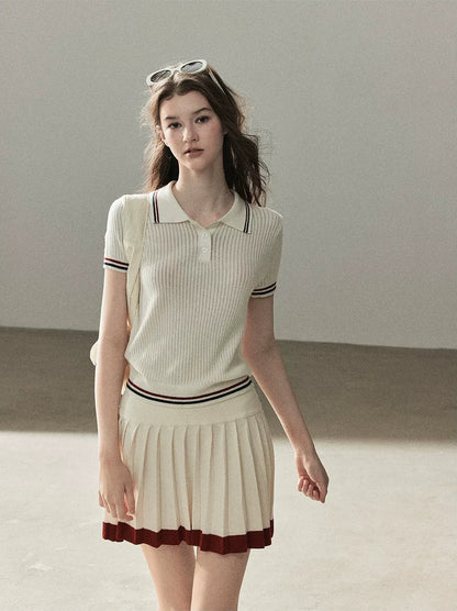 Ribbed Knit Polo Set