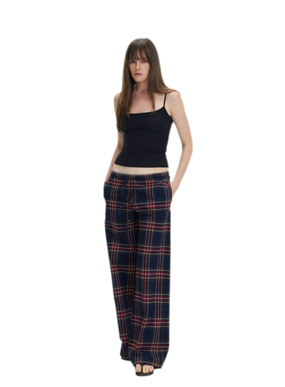 Vintage Plaid Low-Rise Bottoms