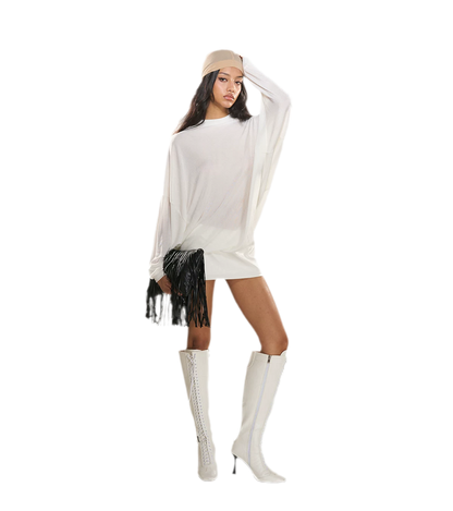 Rhinestone Open-Back Batwing Dress
