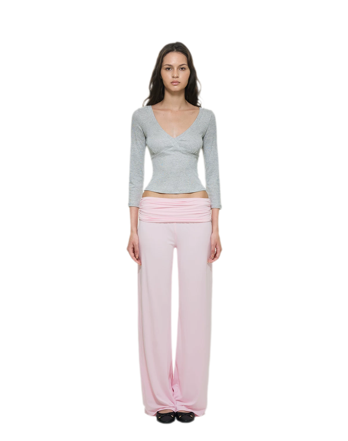 Crossfront Ribbed V-Neck Top