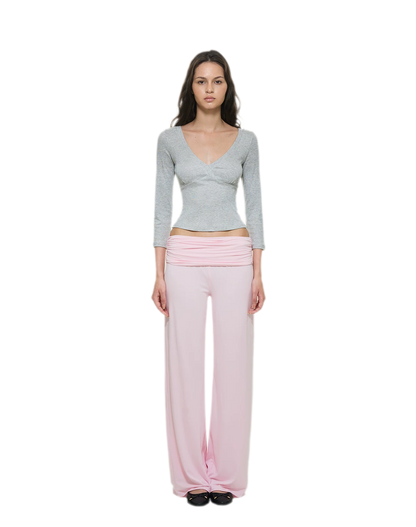 Crossfront Ribbed V-Neck Top