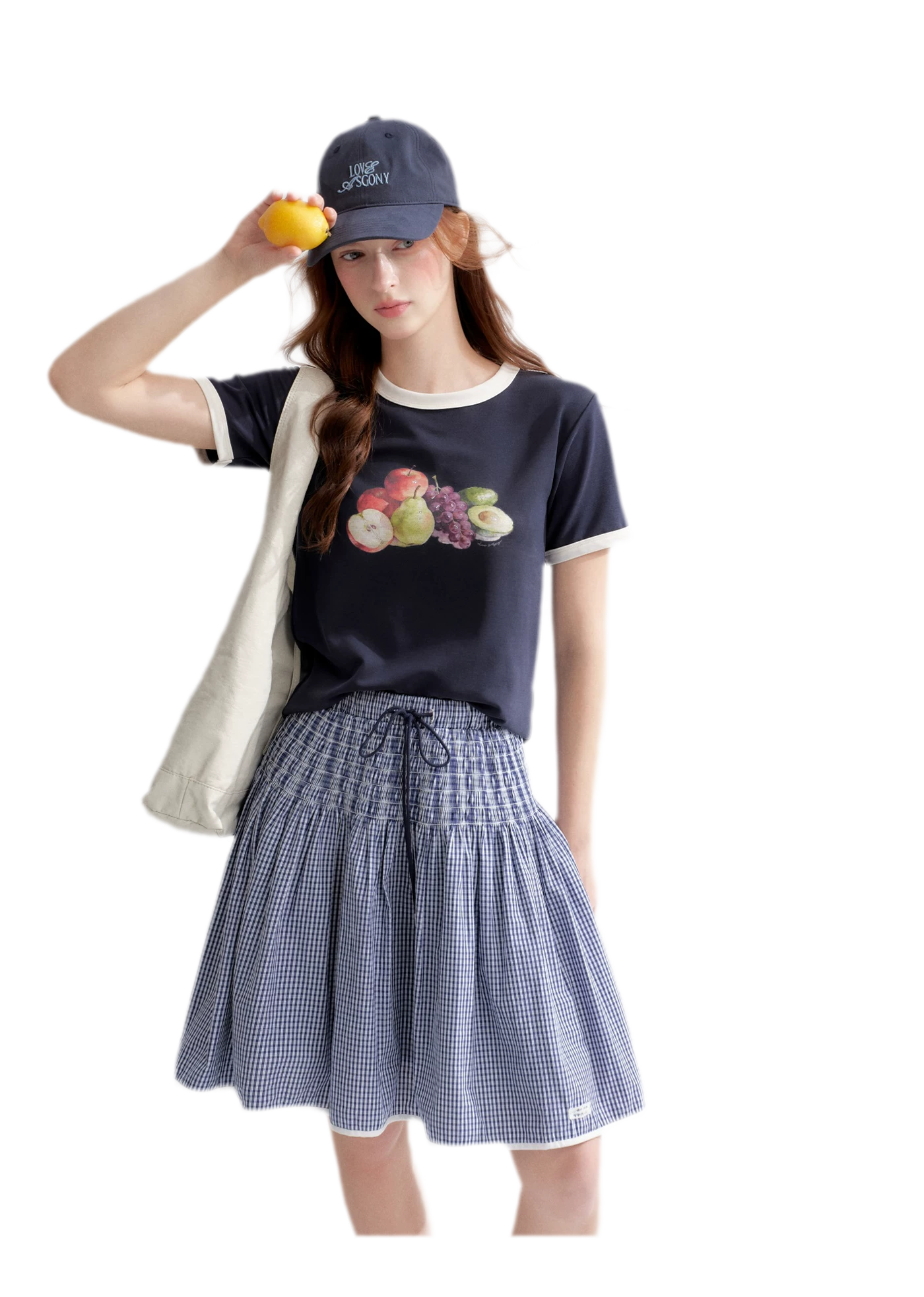 Rhinestone Fruit Print Tee