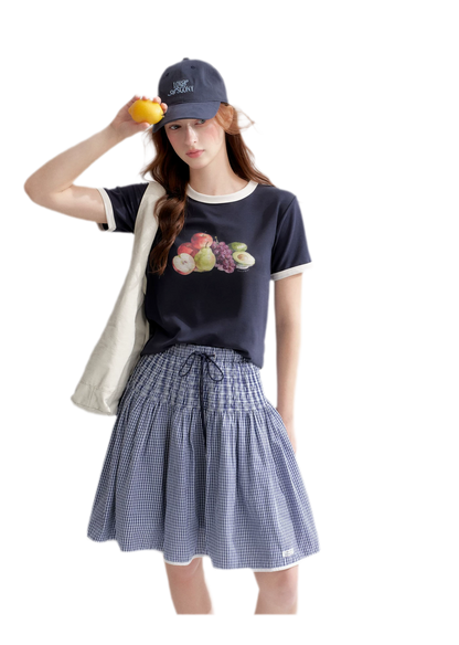 Rhinestone Fruit Print Tee