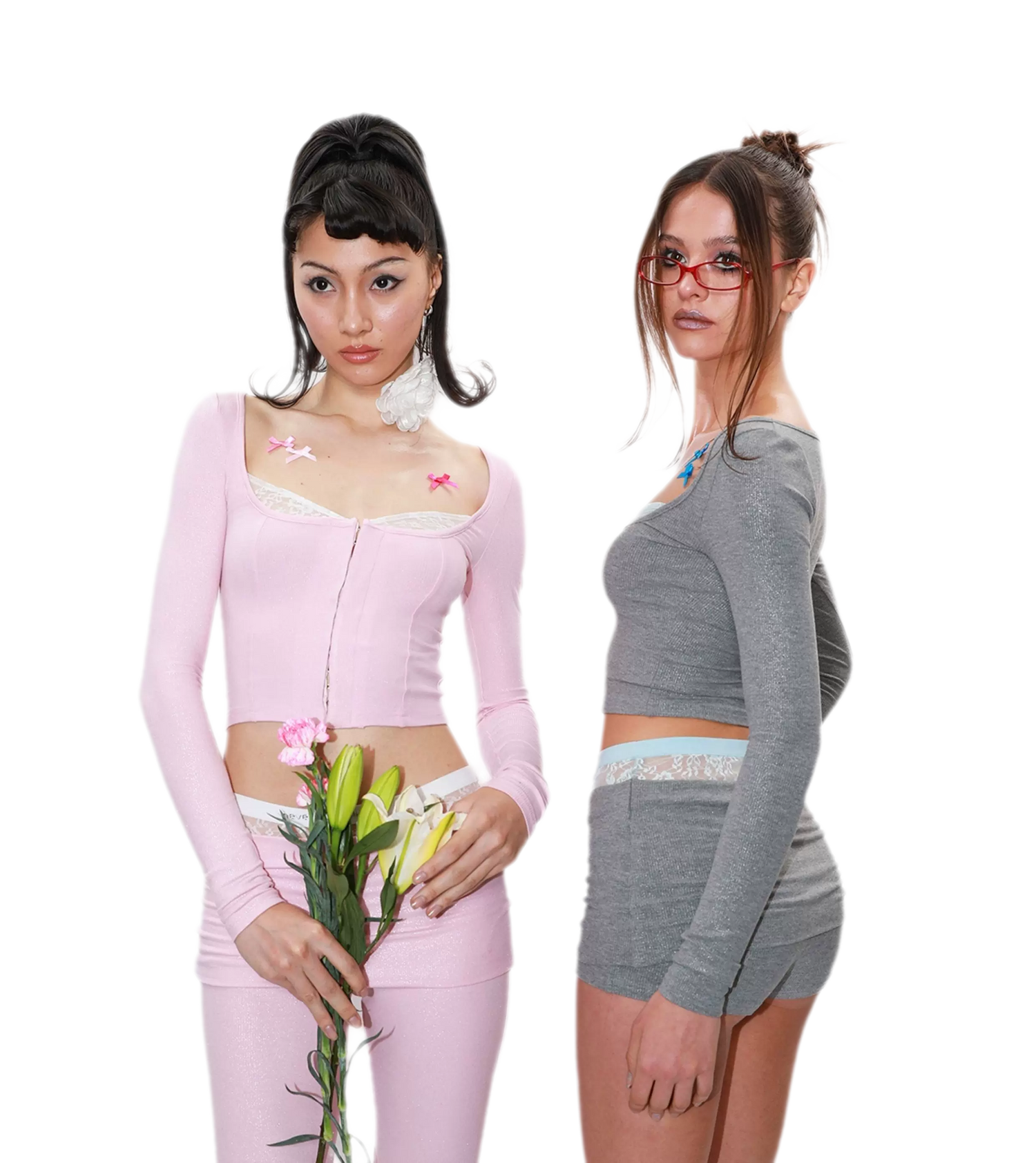 Lace Cutout Knit Set