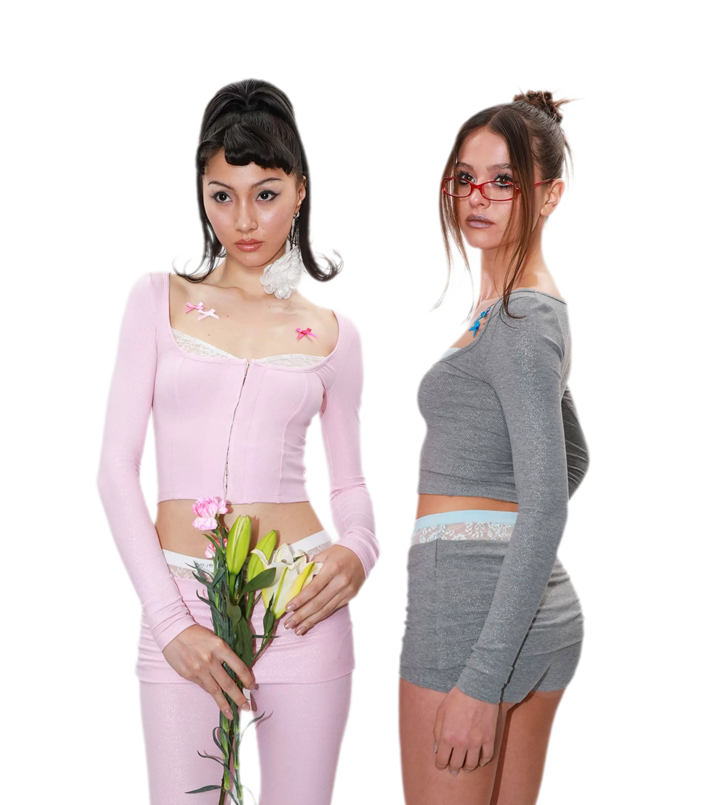 Lace Cutout Knit Set