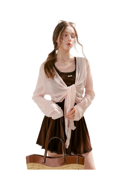 Airy Layered Short Knit Cardigan