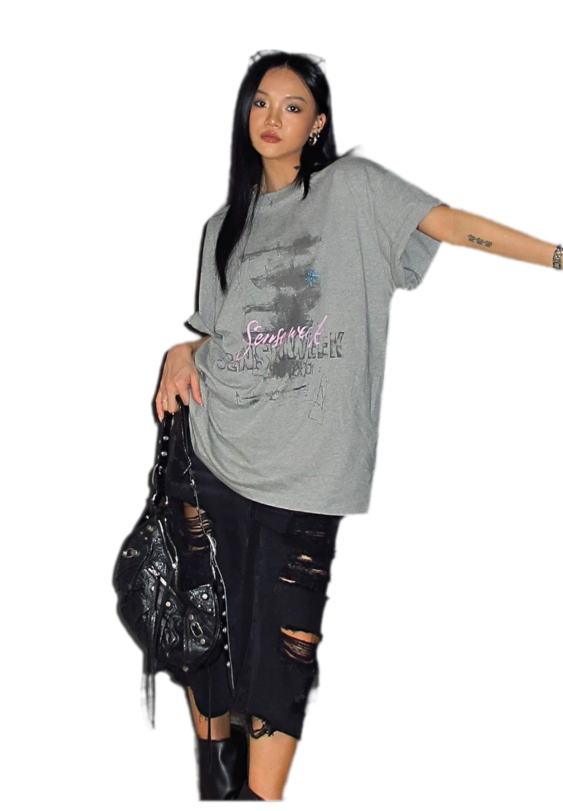 Cotton Rhinestone Graphic T-Shirt