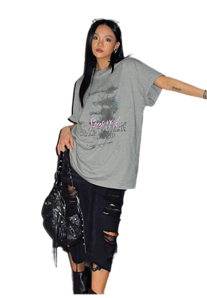 Cotton Rhinestone Graphic T-Shirt