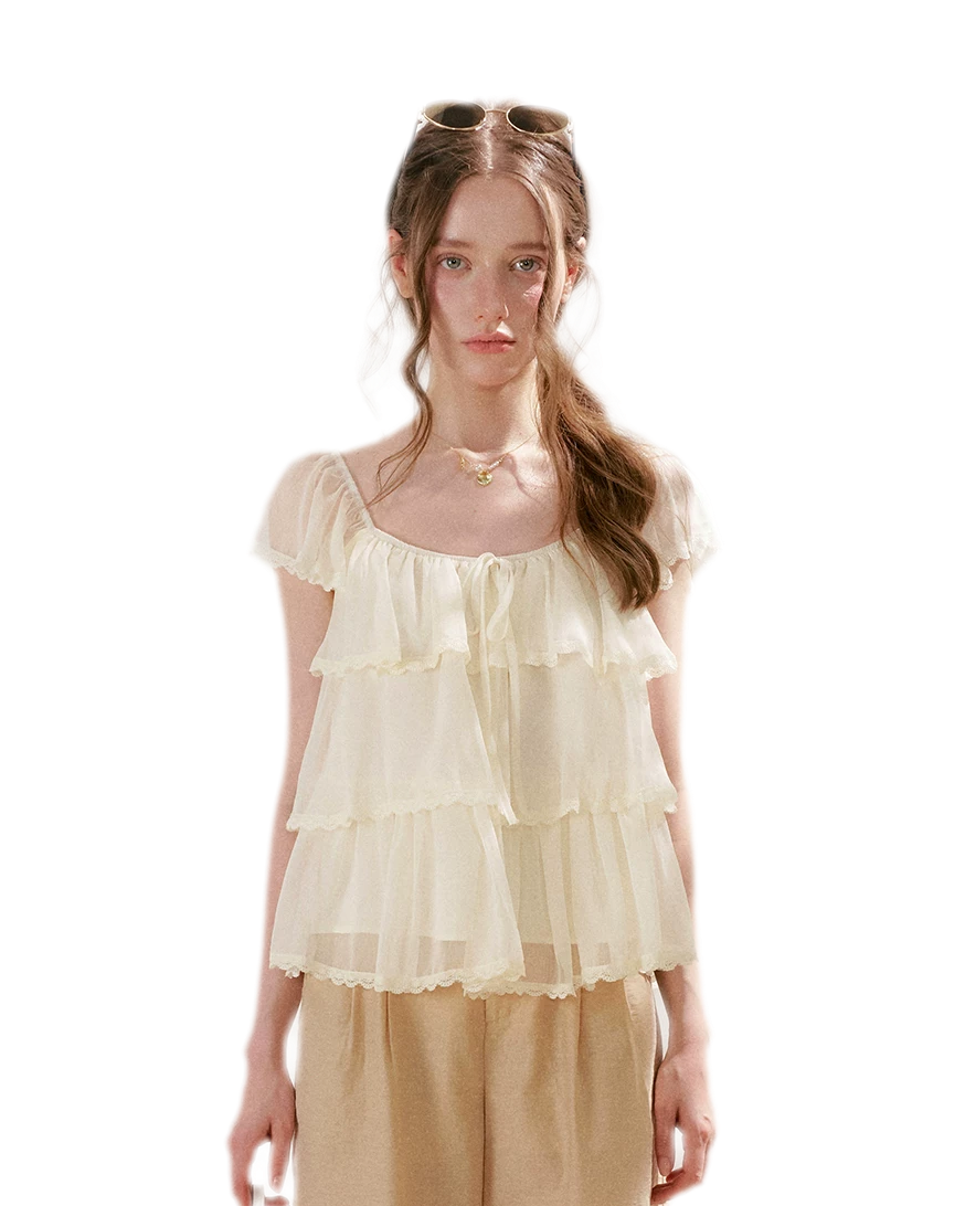 Tiered Ruffle Chiffon Blouse