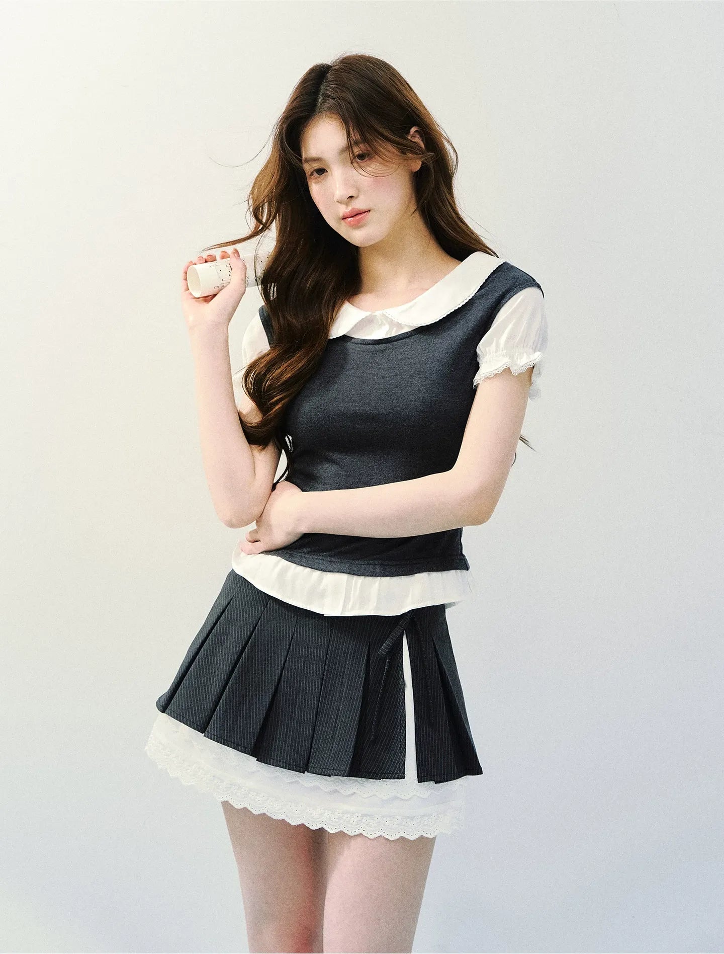 High-Intellect Tencel Wool Faux Two-Piece T-Shirt