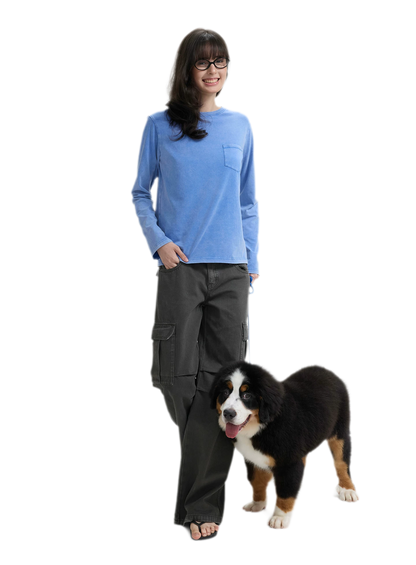 Washed Cargo Wide-Leg Pants
