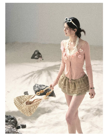 "Private Petals" French-style Sun Protection Cardigan