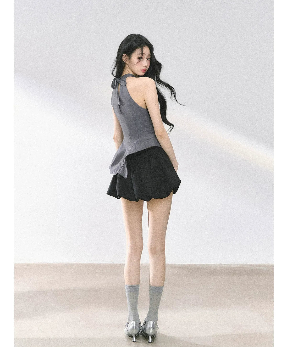Halter Sculpted Crop Tee