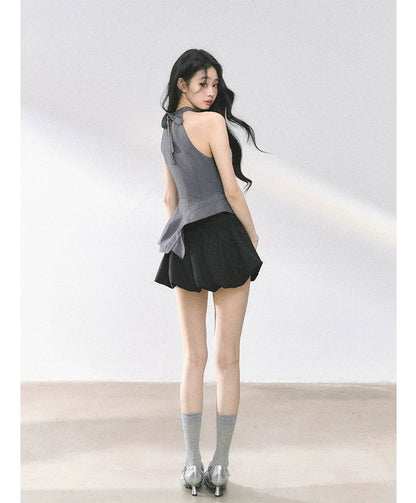 Halter Sculpted Crop Tee