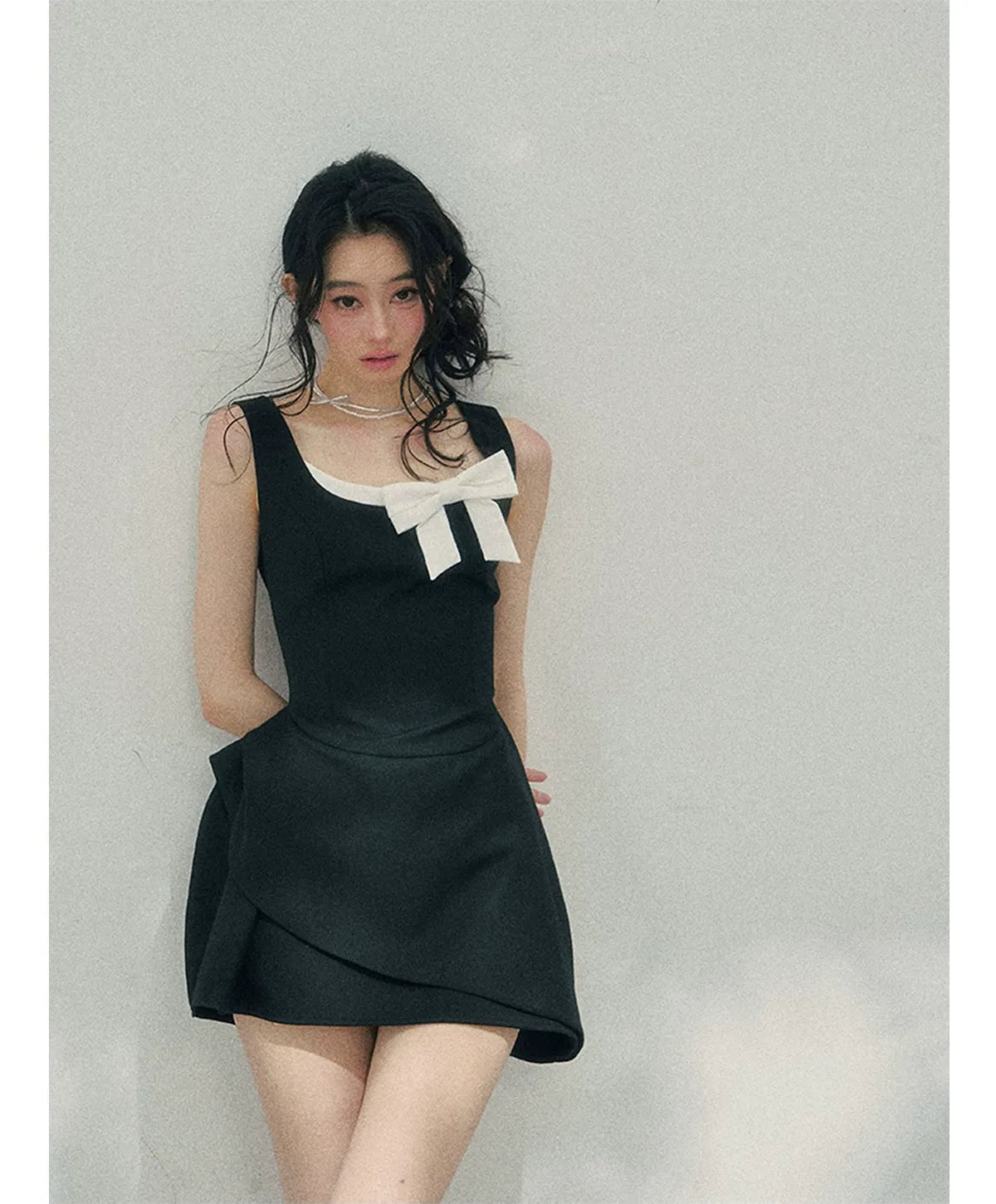 Sleek Bowknot Mini Dress