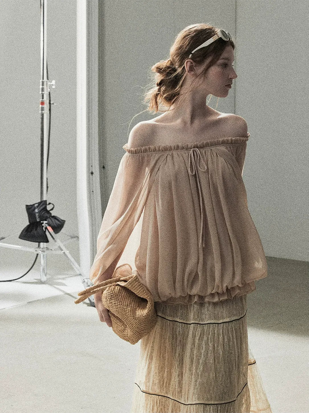 Crinkled Off-Shoulder Top