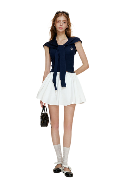 Soft Tencel Navy Shawl Tank