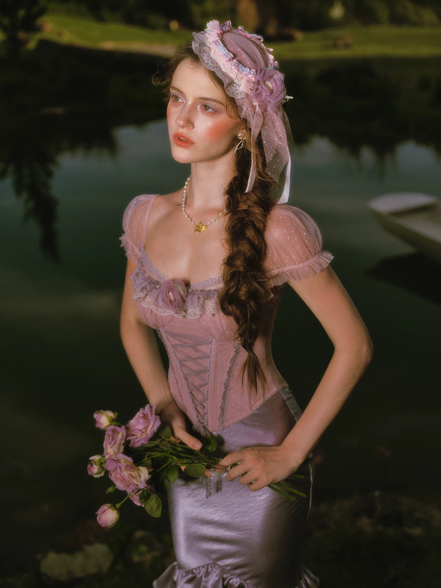 Lace Strap Satin Set