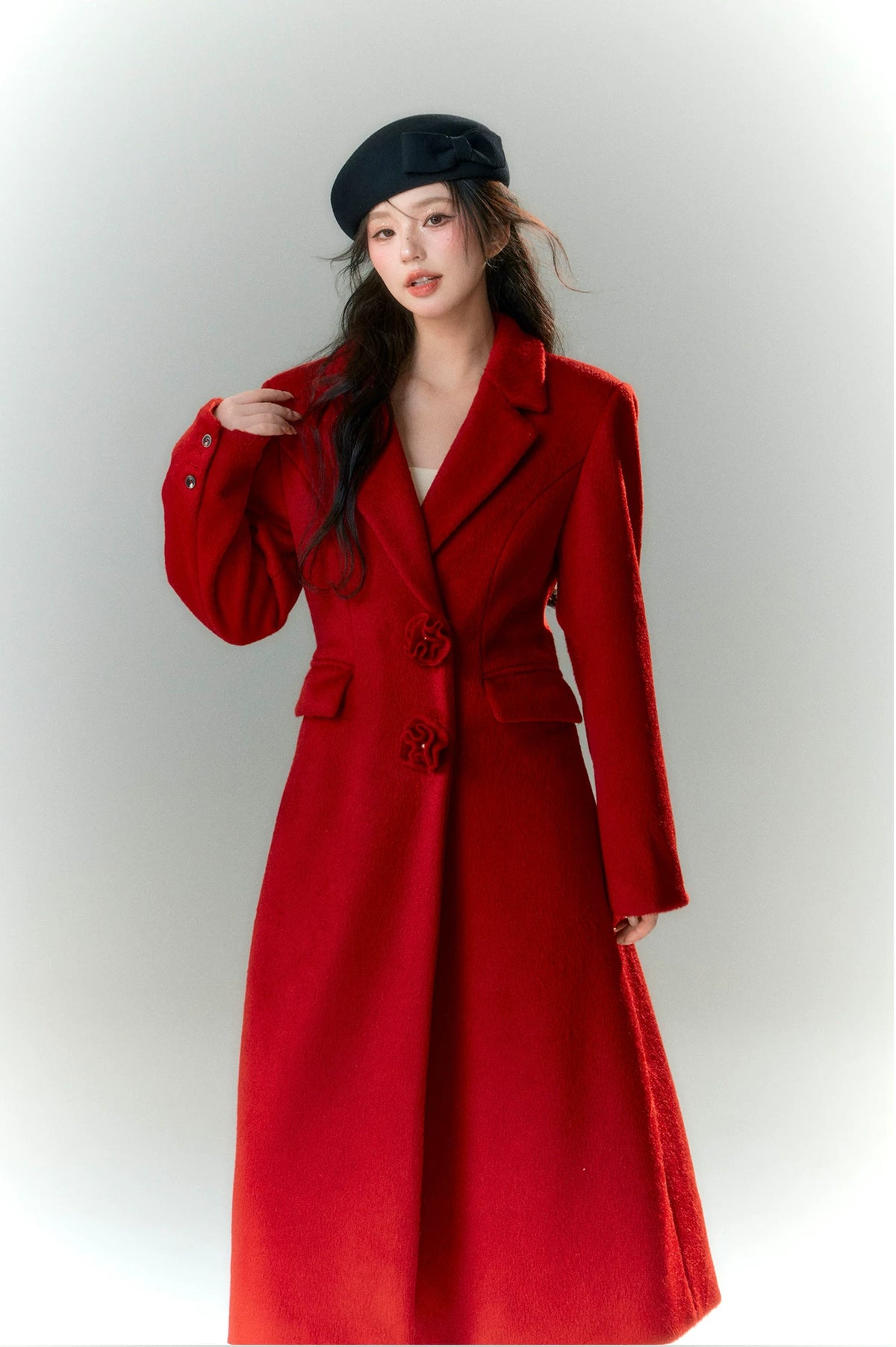 Long-Pile Wool Cape Coat