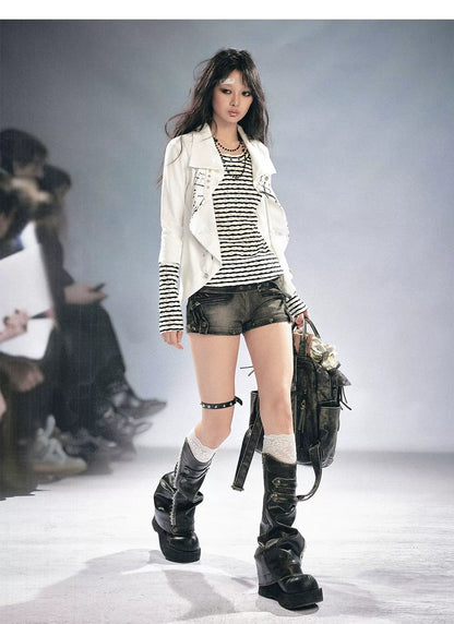 Striped Faux Layer Cardigan