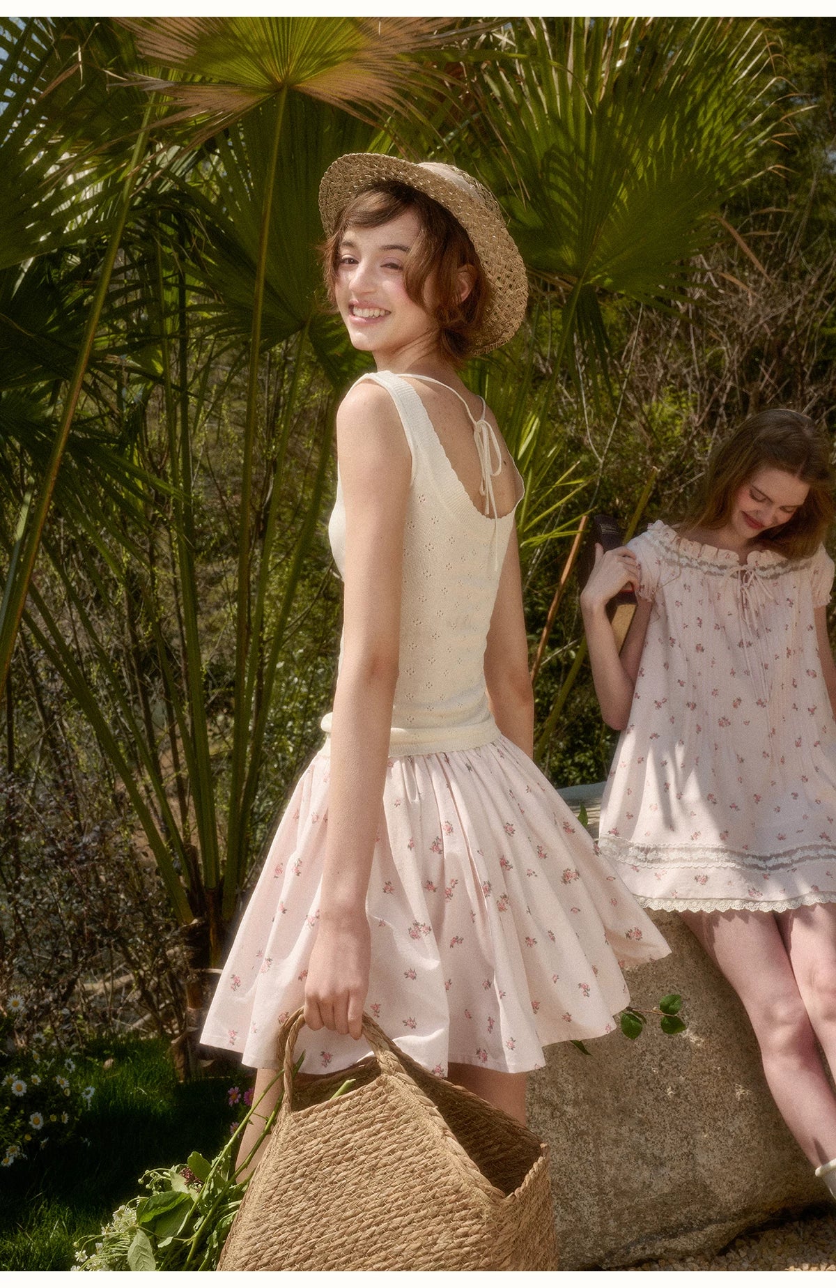 Babydoll Floral Babypink Short Skirt