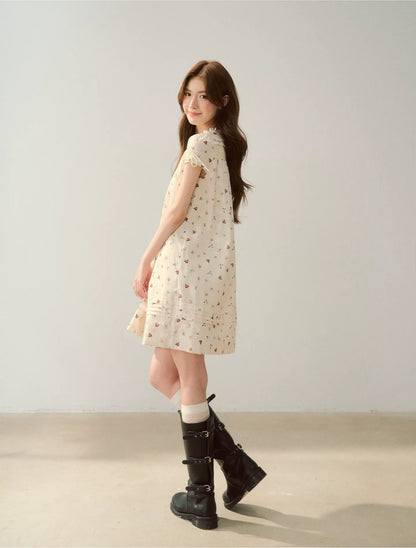Embroidered Ruffle Dress