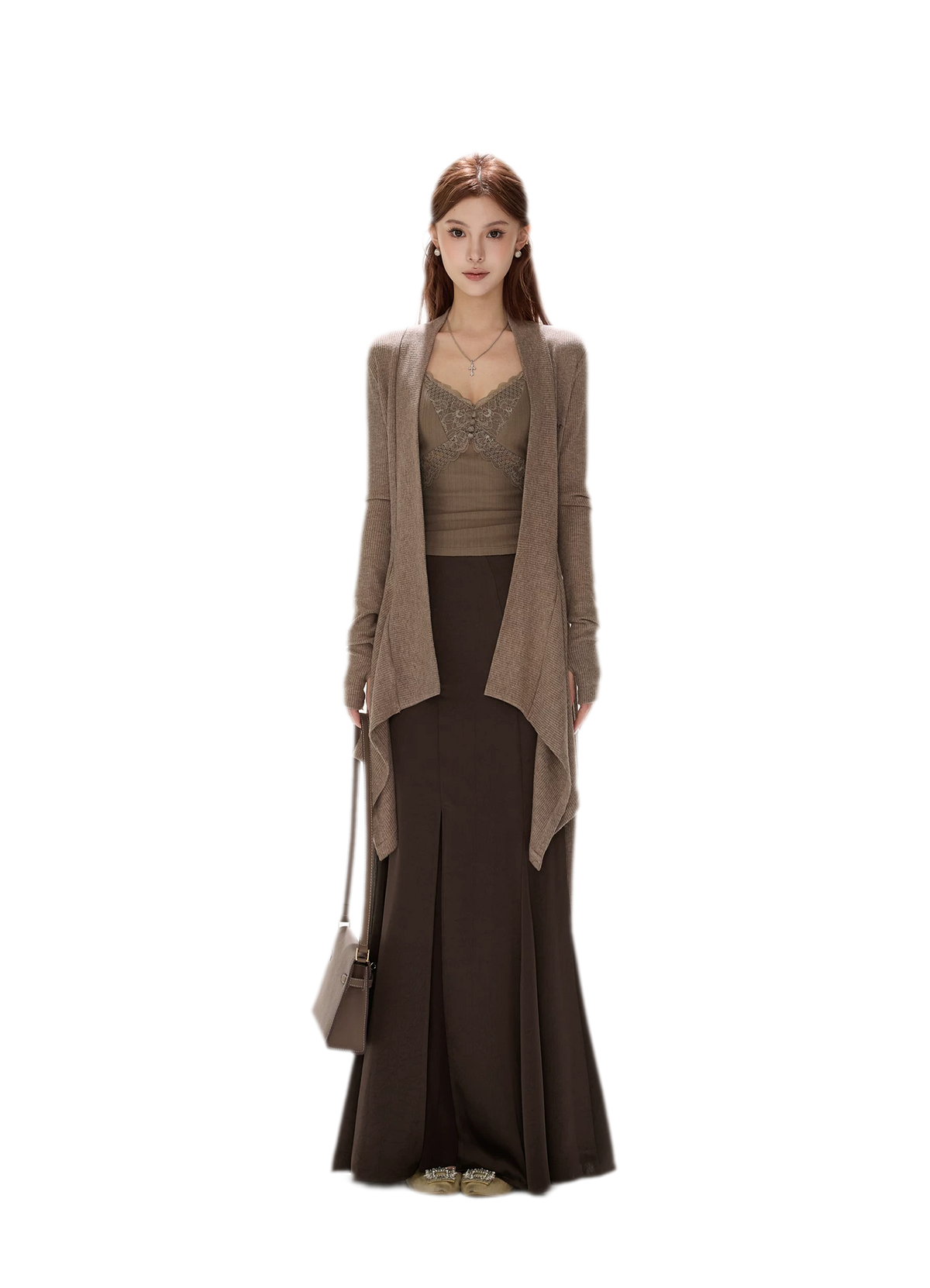 Matte Drape Irregular Hem Cardigan